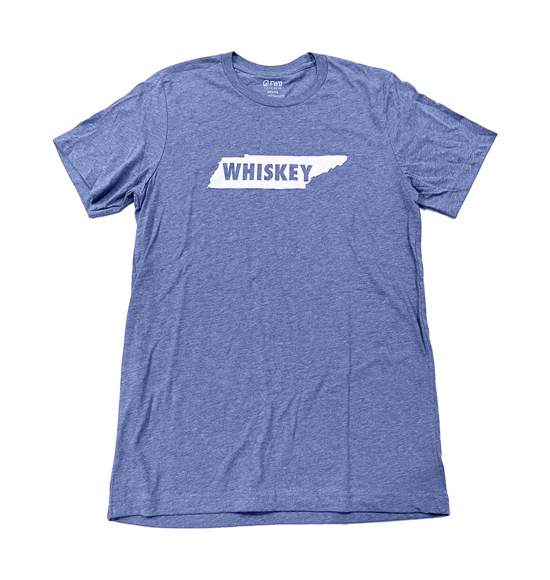 • Tennessee Whiskey Blue Tee graphic t-shirt
• FWD Tennessee Whiskey shirt front
• Tennessee whiskey casual tee