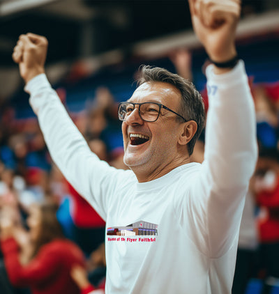 FWD Clothing Co University of Dayton Flyers Mens Basketball Home of the Flyer Faithful long sleeve performance tee